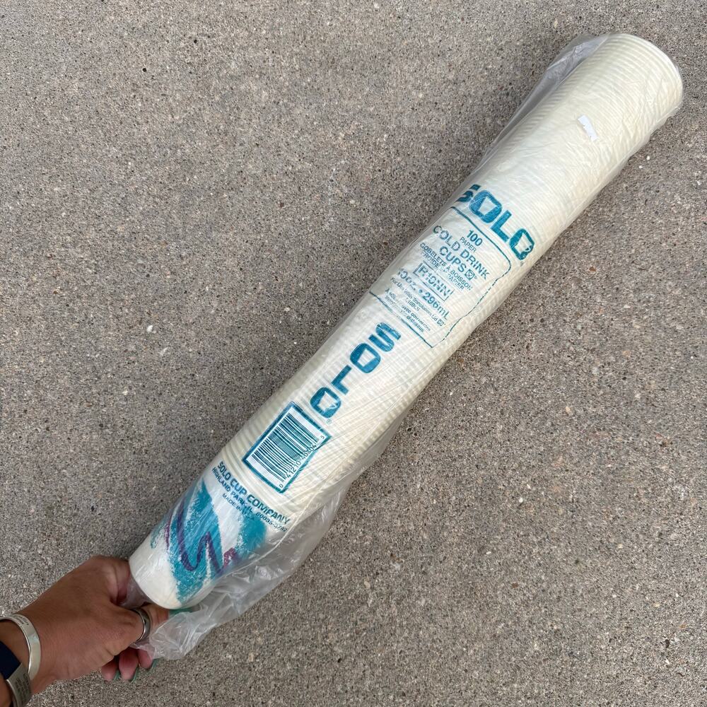Vintage 90s Solo Waxed Paper 100 Cups Sweetheart Jazz 10oz Movie Prop New Sleeve